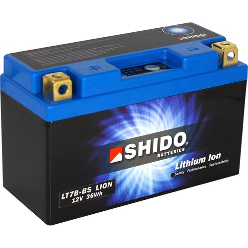 Batteries de moto Shido lithium batterie LT7B-BS, 12V, 3Ah (YT7B-4/YT7B-BS) Neutre