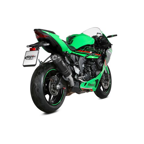 Motorrad Auspuffanlagen & Endschalldämpfer Hashiru Auspuff ST06 schwarz/carbon für Kawasaki ZX-6 R 2024- Neutral