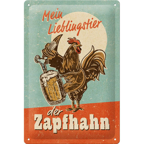 Motorrad Blechschilder & Retro Nostalgic-Art Blechschild 20 x 30 cm "Lieblingstier Zapfhahn" Neutral