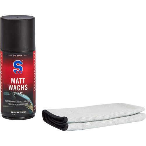 Helmpflege S100 Matt-Wachs Spray 250 ml inkl. Mikrofasertuch Schwarz