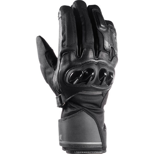 Gants de moto Sport FLM Torque WP gant de cuir et textile longue Noir