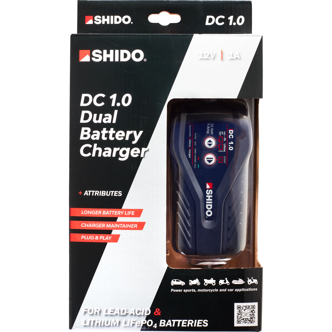 Shido Batterieladegerät Dual Canbus 1A schwarz für Lithium+Säure Schwarz  kaufen - POLO Motorrad Schweiz