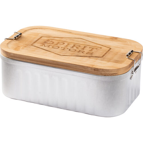 Motorcycle Kitchen Accessories Spirit Motors Metal lunch box with bamboo lid Neutral