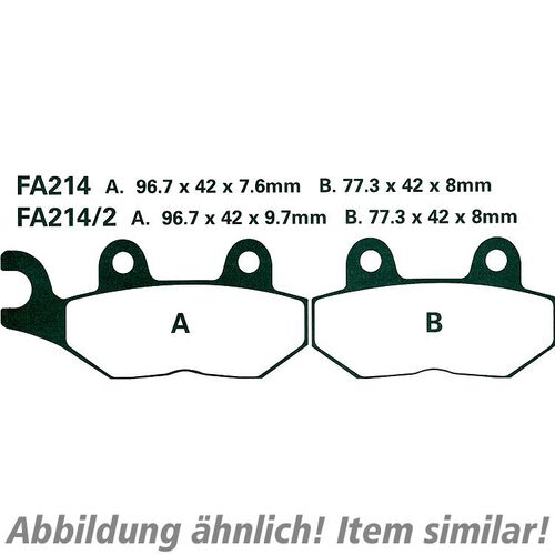 Motorrad Bremsbeläge Hi-Q Bremsbeläge organisch FA214/2  96,7/77,3x42x9,7/8mm Neutral
