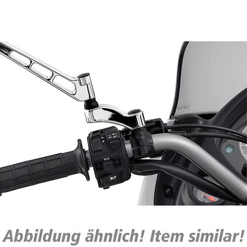 Motorrad Spiegelverbreiterungen Berni`s Spiegelverbreiterungen Lenker BK12 M8x1,25 R/L Chromoptik Schwarz
