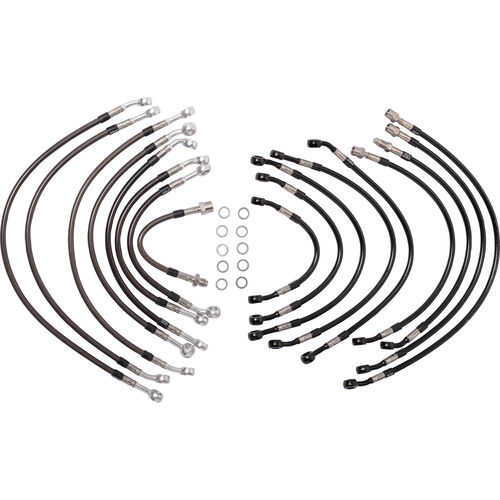 Motorcycle Brake Hoses Spiegler Steel braided brake line kit front+rear 5 piece black for BM Neutral