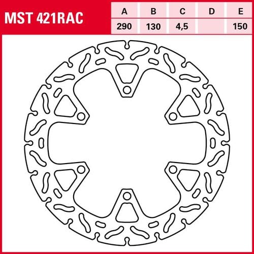 Disques de frein de moto TRW Lucas disque de frein RAC rigide MST421RAC 290/130/150/4,5mm Orange