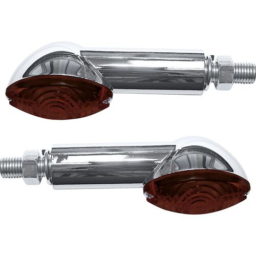 Motorcycle Standard Indicators Shin Yo indicator pair Cateye 12V/H21 M10 long chrome, tinted glass Red