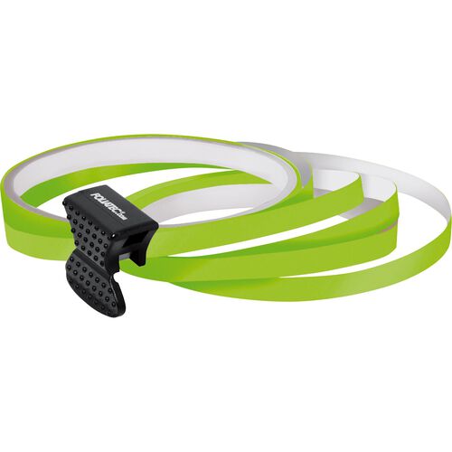 Autocollant de bord de jante de moto FOLIATEC Enjoliveur 6 mm avec outil Assemblée. vert fluo Jaune