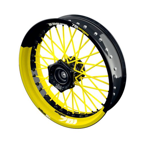 Motorrad Felgenrandaufkleber One-Wheel Felgenaufkleber 701 Supermoto halb halb gelb matt