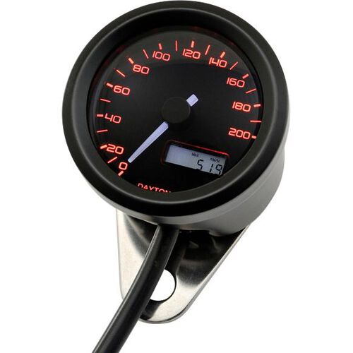 Buy Daytona speedometer Velona Ø48mm up to 200 Km/h black Black - POLO  Motorrad