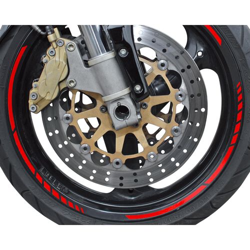 Motorrad Felgenrandaufkleber FOLIATEC Felgenzierstreifen Racing 7mm rot Gelb