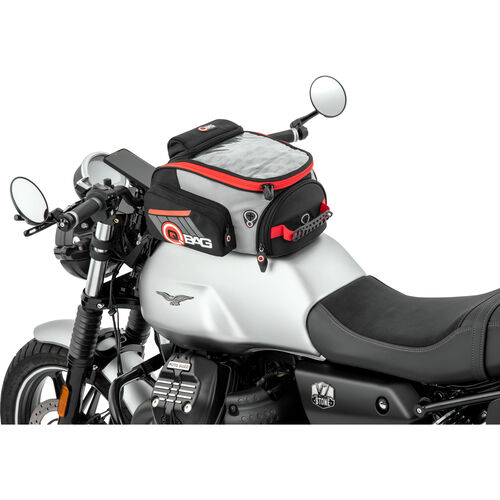 Sacoche de réservoir à aimant pour moto QBag Sacoche de réservoir magnétique ST10 12 litres  noir/gris/ro