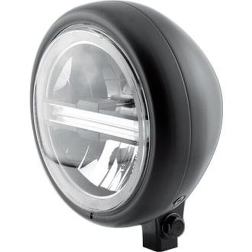 Motorcycle Headlights & Lamp Holders Highsider LED headlight with DRL RenoT6 Ø165mm below black matt White