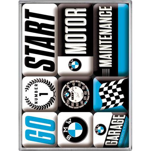 Plaques en tôle & rétro pour moto Nostalgic-Art Aimant-Set "BMW Motor" Noir