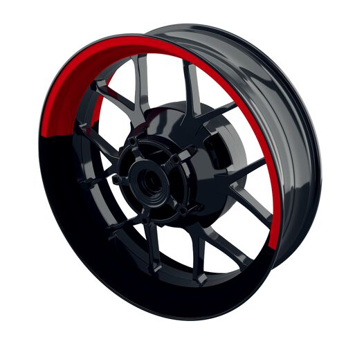 Autocollant de bord de jante de moto One-Wheel Wheel rim stickers half-half split black red matte Rouge