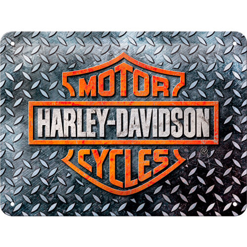 Gift Ideas Nostalgic-Art Metal Postcard 15 x 20 "Harley-Davidson - Diamond Plate" Neutral