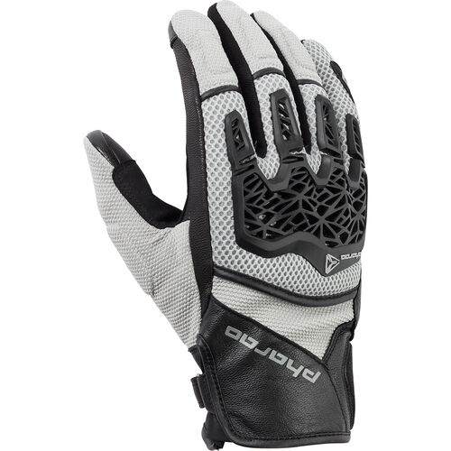 Men Motorcycle Gloves Sport Pharao Yuma Air Leather/Textile Glove short Grey