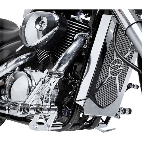 Motorrad Fußrasten & Fußhebel Falcon Round Style Fußrastenanlage +12cm für Suzuki M 800 Intruder Grau