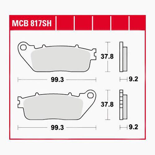 Plaquettes de frein de moto TRW Lucas plaquettes de frein Street MCB817SH 99,3x37,8x9,2mm Noir