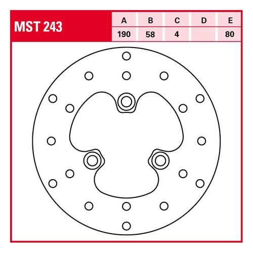 Disques de frein de moto TRW Lucas disque de frein Street rigide MST243 190/58/80/4mm Neutre