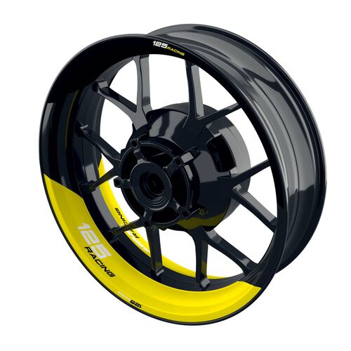 Autocollant de bord de jante de moto One-Wheel Wheel rim stickers 125 Racing split half-half yellow matte Jaune