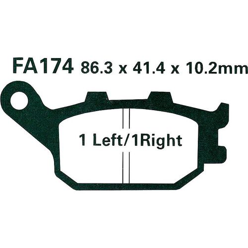 Plaquettes de frein de moto Hi-Q plaquettes de freins FA174  86,3x41,4x10,2mm Neutre