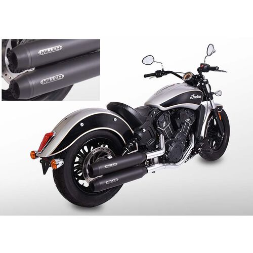 Pots d’échappement & silencieux arrière de moto Miller Exhaust Paire d´échappement slip-on tapered noir/noir pour Indian Scout Neutre