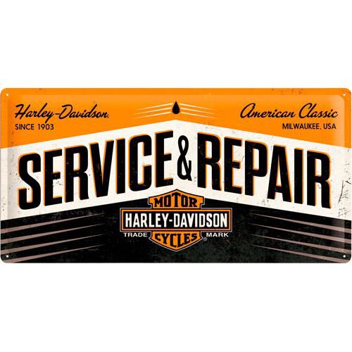 Motorcycle Tin Plates & Retro Nostalgic-Art Metal Postcard 25 x 50 cm "Harley Davidson Service & Repair" Neutral