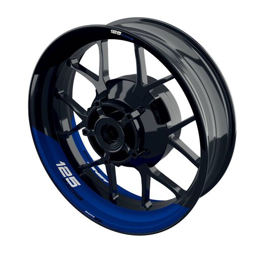 Autocollant de bord de jante de moto One-Wheel Wheel rim stickers 125 Racing split half-half blue matte Bleu
