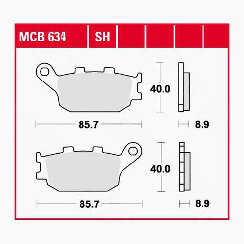 Plaquettes de frein de moto TRW Lucas plaquettes de frein MCB634  85,7x40x8,9mm Neutre