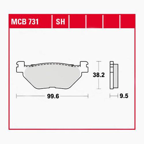 Motorcycle Brake Pads TRW Lucas brake pads organic MCB731  99,6x38,2x9,5mm Black