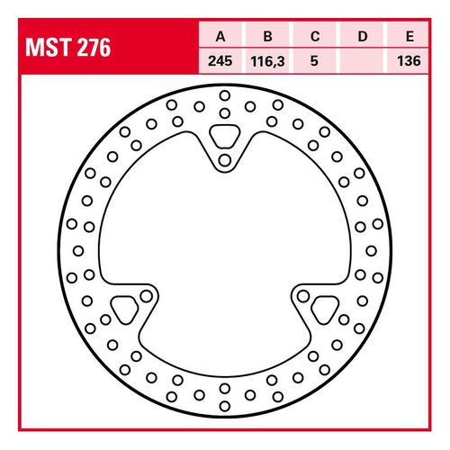 Disques de frein de moto TRW Lucas disque de frein Street rigide MST276 245/116,3/136/5mm Neutre