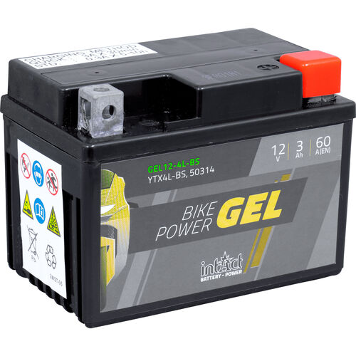 Motorradbatterien intAct Batterie Bike Power Gel geschlossen GEL12-12Z-S 12V/11Ah (YT Neutral