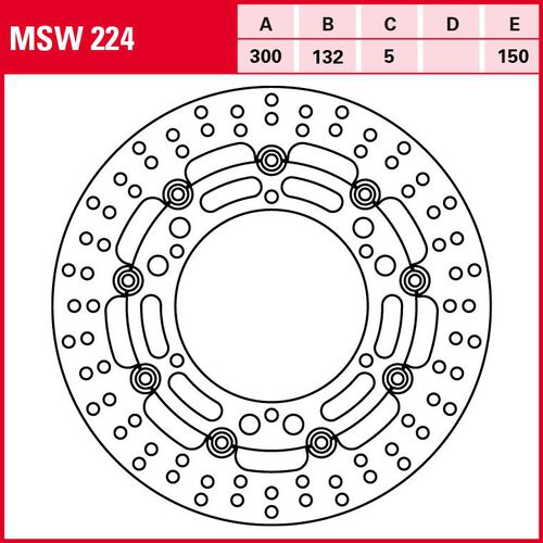 Motorcycle Brake Discs TRW Lucas brake disc Street floating MSW224 300/132/150/5mm Red