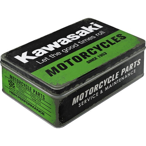 Boîtes de conservation pour moto Nostalgic-Art Stock étain plat "Kawasaki - Motorcycles" Neutre