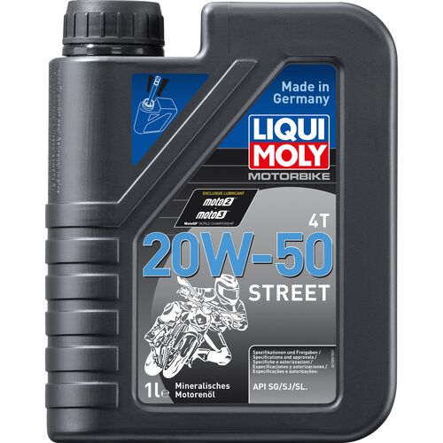 Motorcycle Engine Oil Liqui Moly Motorbike 4T 20W-50 Street 1 liter Neutral