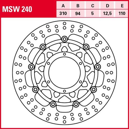 Motorcycle Brake Discs TRW Lucas brake disc Street floating MSW240 310/94/110/5/12,5mm Red