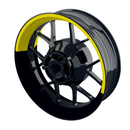 Motorcycle Wheel Rim Stickers One-Wheel Wheel rim stickers half-half split black yellow glossy
