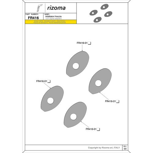 Electrics Others Rizoma indicator adapter set FR416B  22x38mm for MV Agusta Neutral