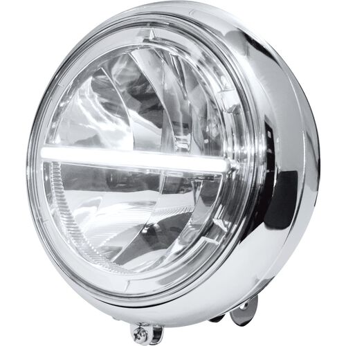Phares & supports de phare de moto Highsider Voyage LED Projecteurs principaux 205 mm en bas chrome Blanc