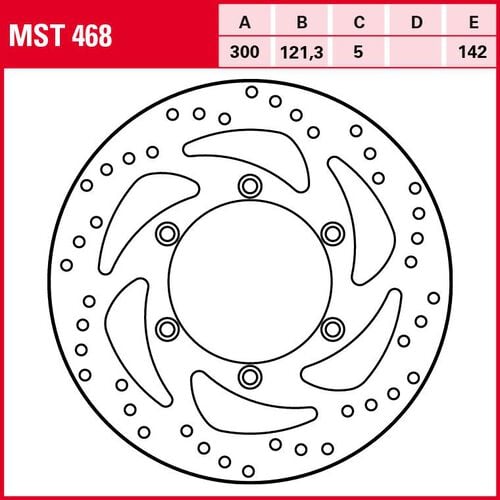 Motorcycle Brake Discs TRW Lucas brake disc Street rigid MST468 300/121,3/142/5mm Red
