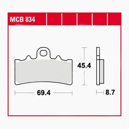 Plaquettes de frein de moto TRW Lucas plaquettes de frein MCB834  69,4x45,4x8,7mm Noir
