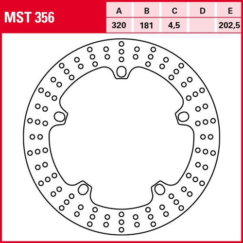 Motorcycle Brake Discs TRW Lucas brake disc Street rigid MST356 320/181/202,5/4,5mm Black