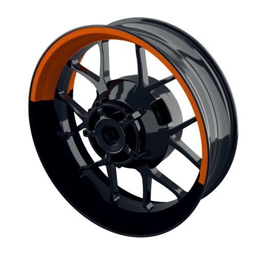 Motorcycle Wheel Rim Stickers One-Wheel Wheel rim stickers half-half split black orange glossy