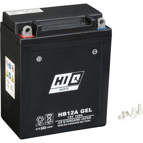 Batteries de moto Hi-Q batterie AGM Gel scellé HB12A, 12V, 12Ah (YB12A) Neutre
