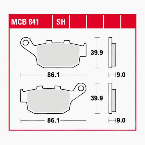 Plaquettes de frein de moto TRW Lucas plaquettes de frein Street MCB841SH 86,1x39,9x9mm Noir