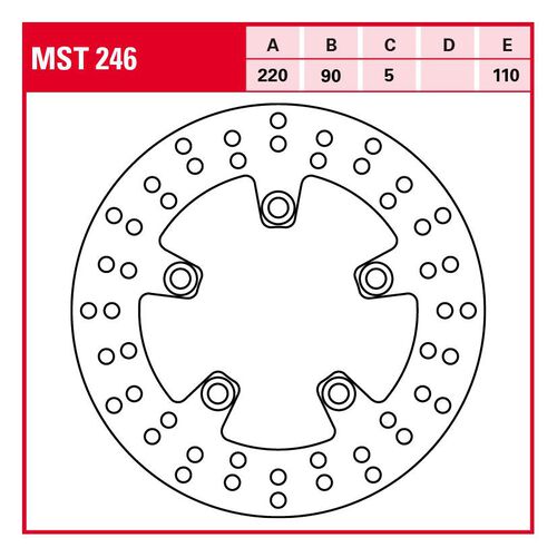 Motorcycle Brake Discs TRW Lucas brake disc Street rigid MST246 220/90/110/5mm Neutral