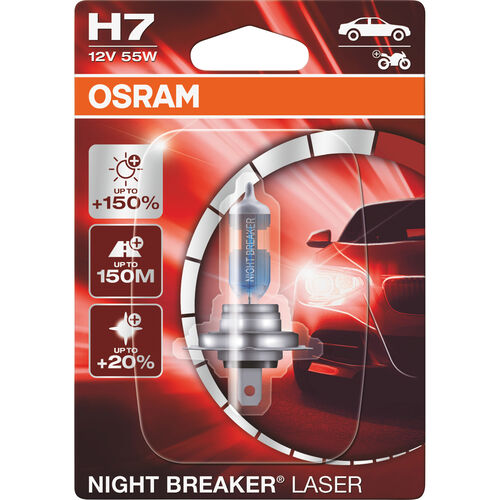 Ampoules & systèmes d’éclairage de moto Osram Night Breaker® Laser Ampoule + 150% H7 12V, 55W PX26d Neutre