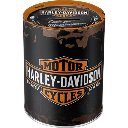 Motorcycle Savings Boxes Nostalgic-Art Moneybox "Harley-Davidson Genuine Logo" Grey